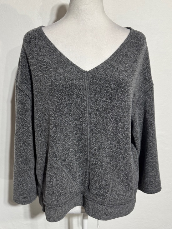 Free People Sweaters - Free People Cozy V-Neck Plush Pullover Sweater - Gray small